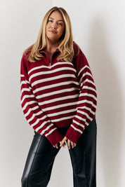 Stripe Quarter Zip Knit Jumper