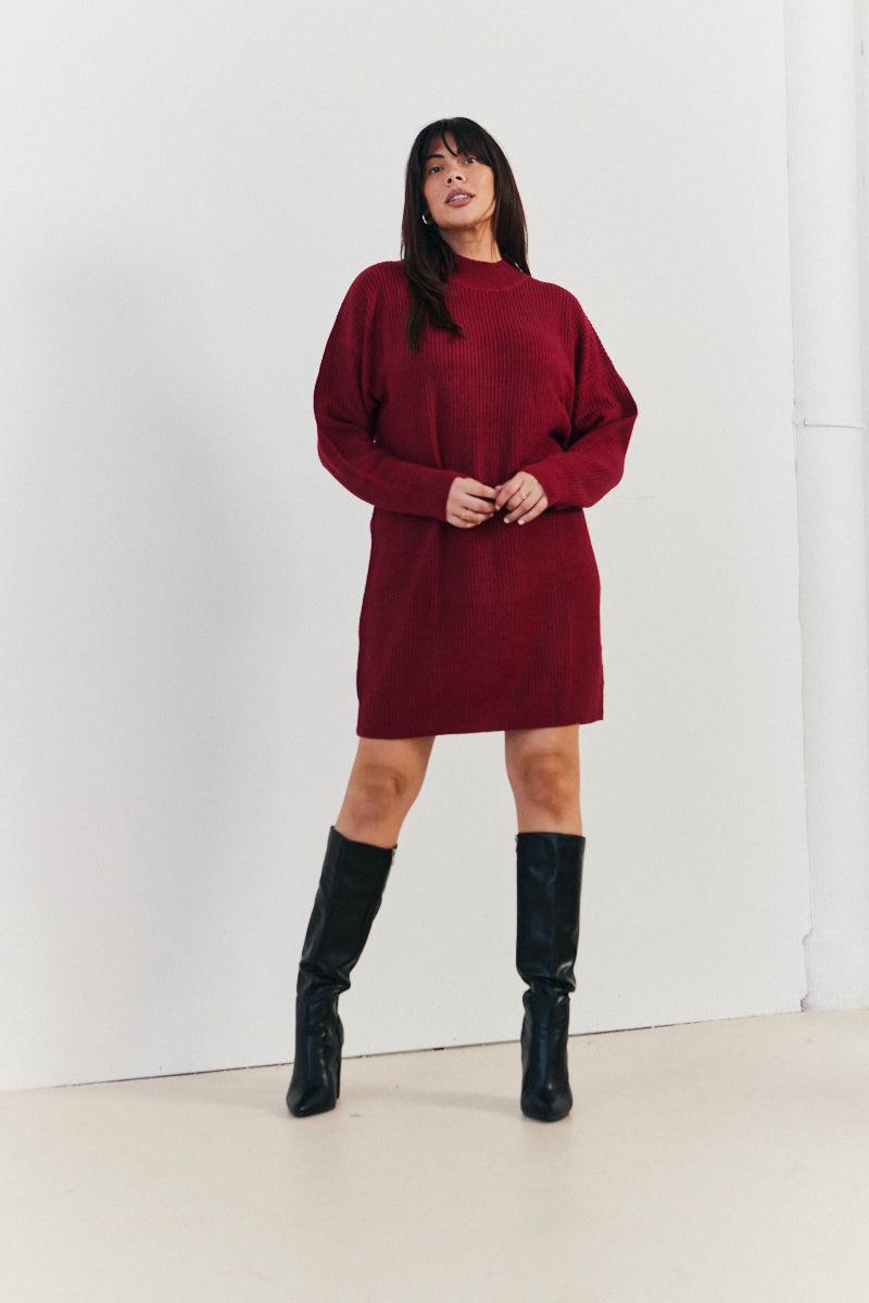 High Neck Knit Jumper Dress