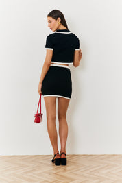Contrast Piping Knit Co Ord Crop Top