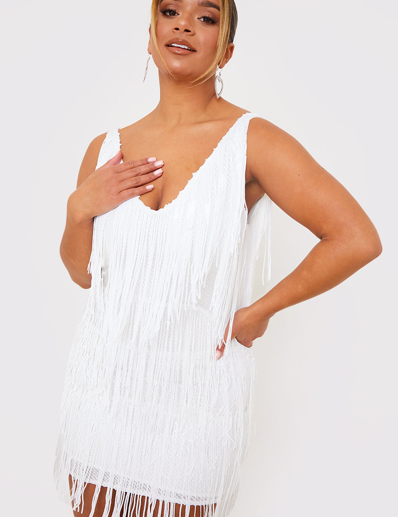 Fringe Sequin Mini Dress
