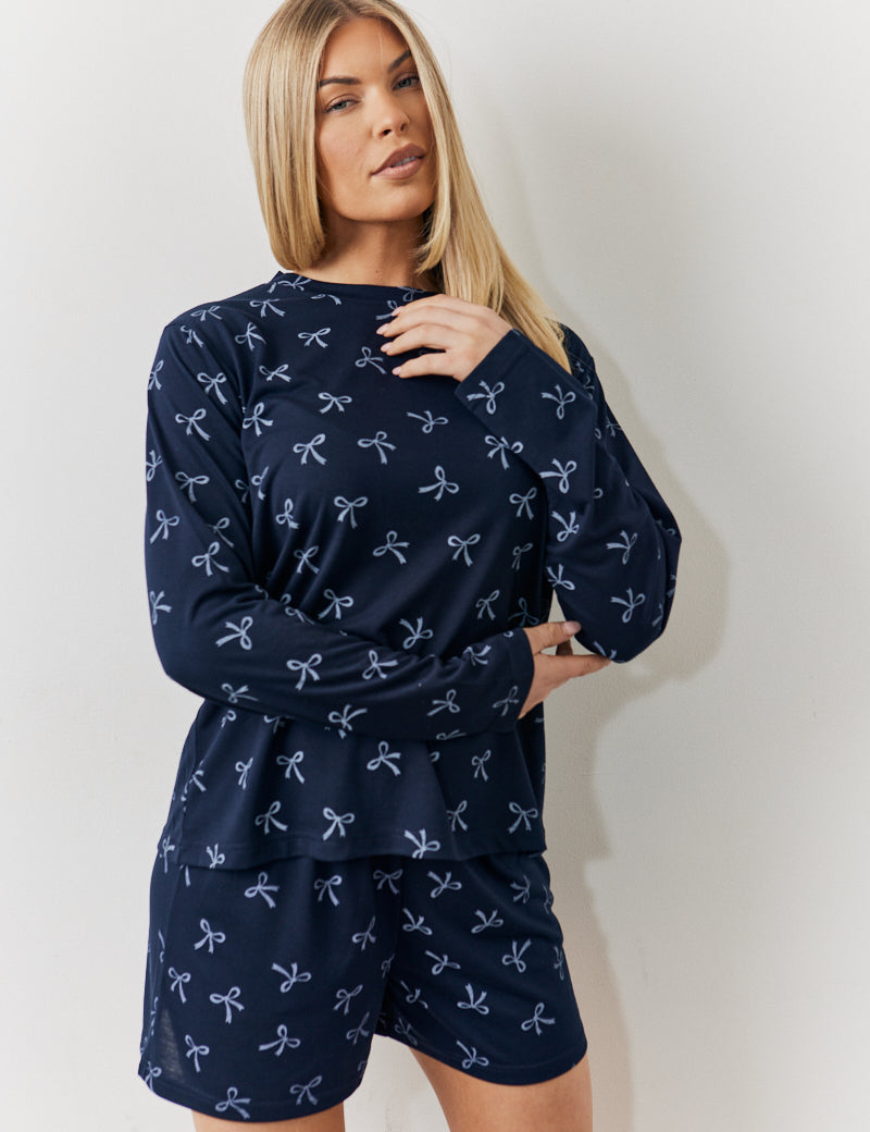 Bow Print Long Sleeve and Short Set