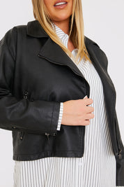 Boxy Oversized Pu Biker Jacket