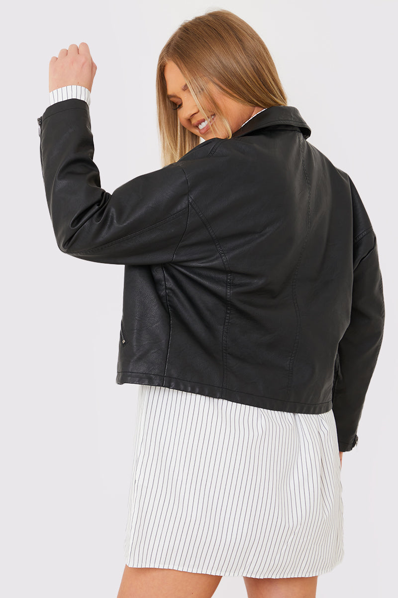 Boxy Oversized Pu Biker Jacket