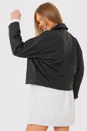 Boxy Oversized Pu Biker Jacket