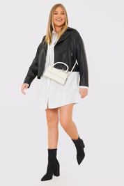 Boxy Oversized Pu Biker Jacket