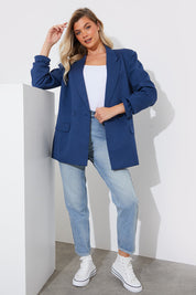 Navy Double Breasted Oversized Blazer