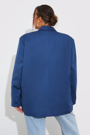 Navy Double Breasted Oversized Blazer
