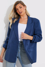 Navy Double Breasted Oversized Blazer