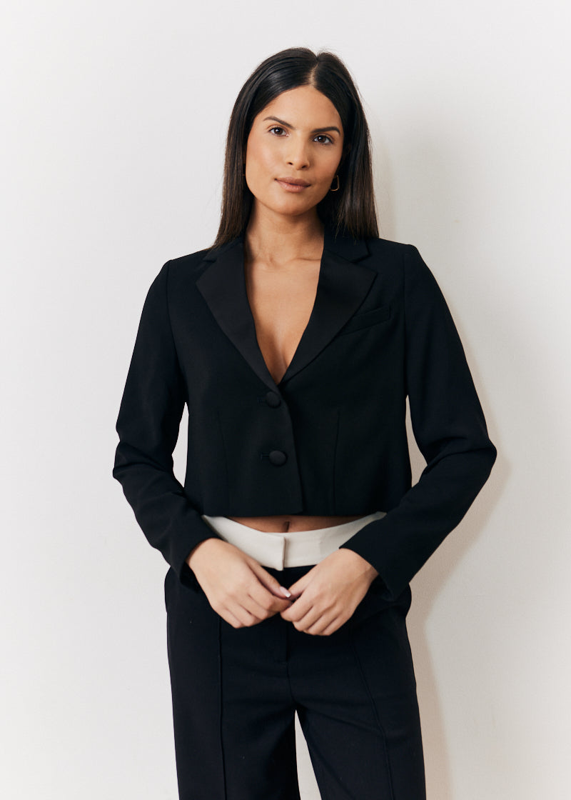 Occasion Black Cropped Tux Blazer