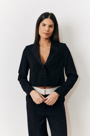 Occasion Black Cropped Tux Blazer