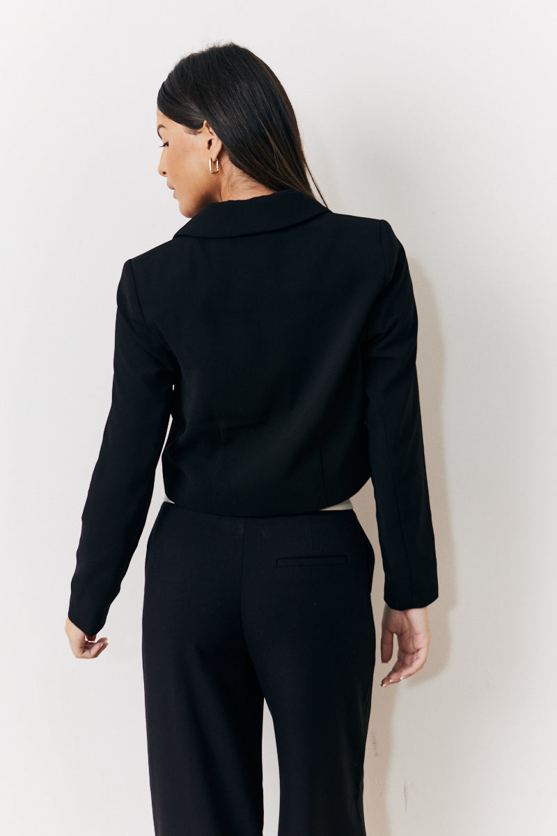 Occasion Black Cropped Tux Blazer