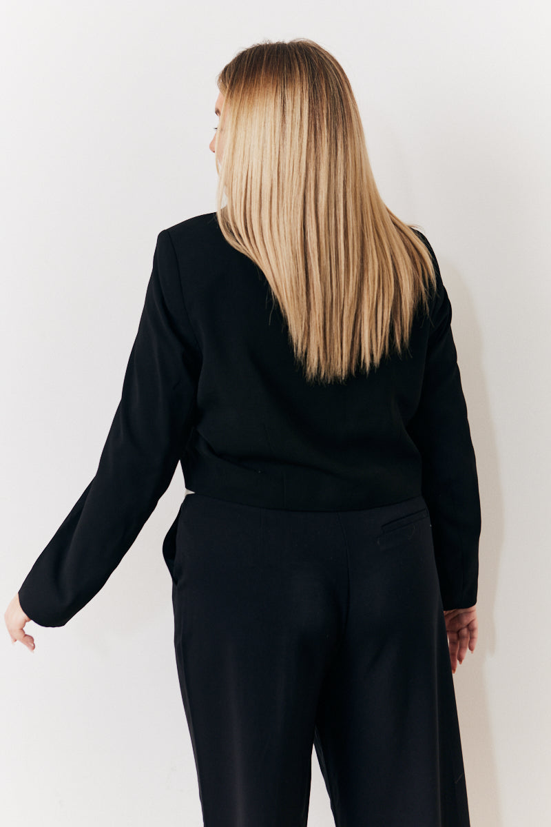 Occasion Black Cropped Tux Blazer