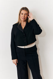 Occasion Black Cropped Tux Blazer