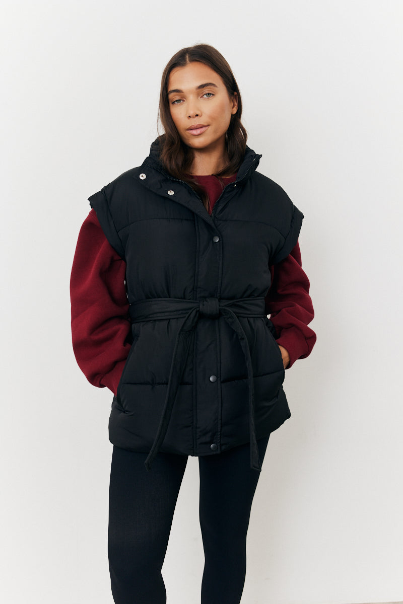 Tie Waist Puffer Gilet