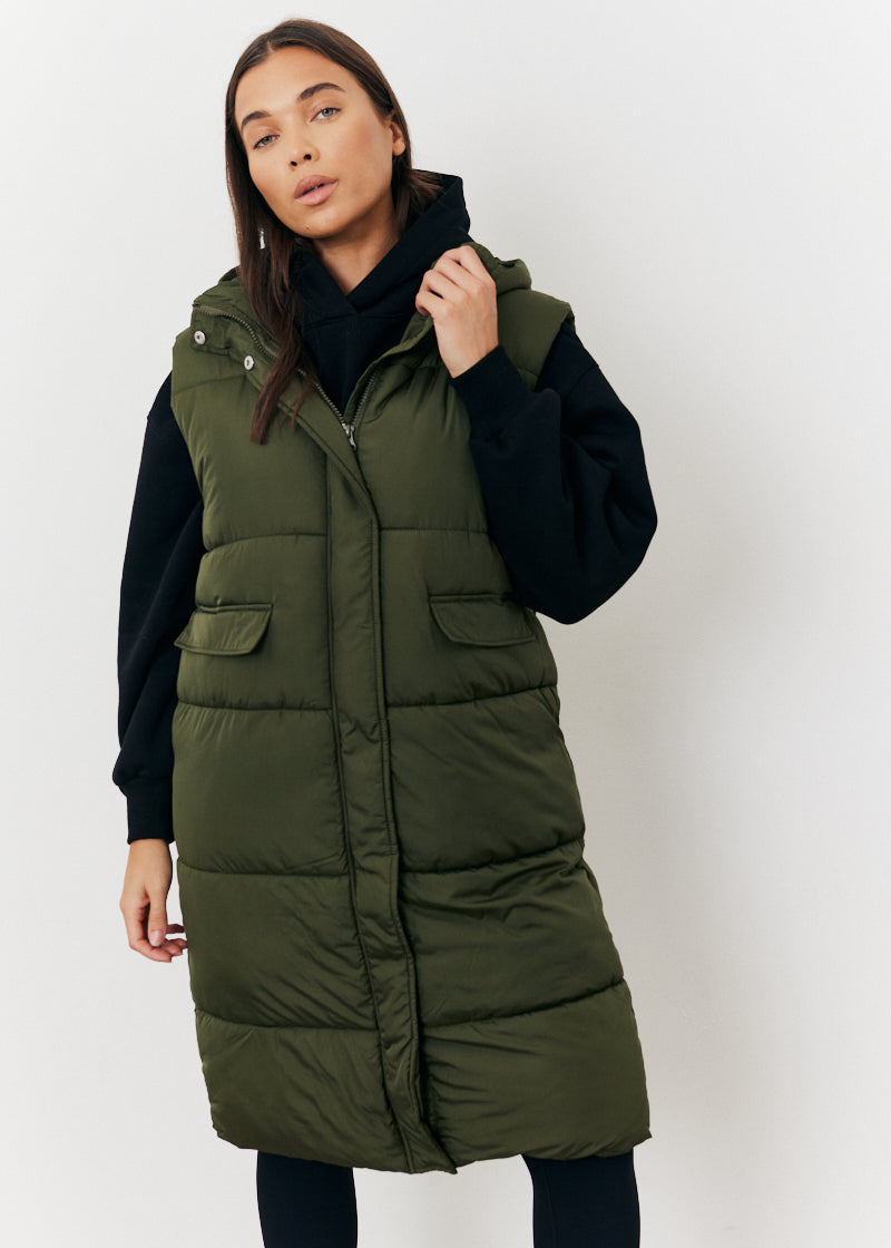 Longline Hooded Puffer Gilet