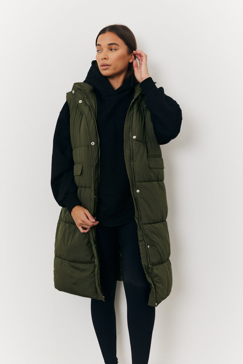 Longline Hooded Puffer Gilet