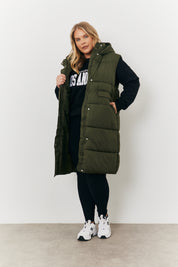 Longline Hooded Puffer Gilet
