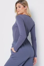 Long Sleeved Ribbed Square Neck Bodysuit