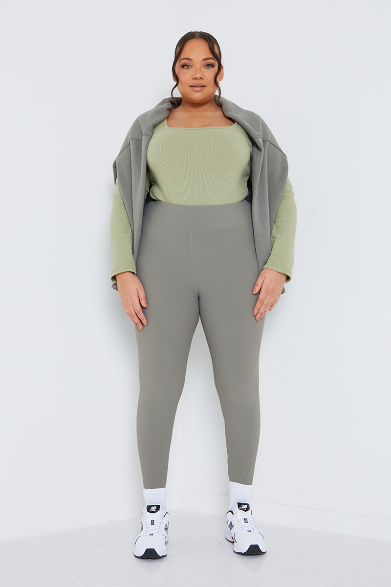 Long Sleeved Ribbed Square Neck Bodysuit