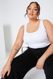 Ribbed Scoop Neck Bodysuit