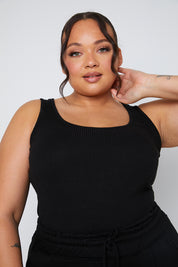 Ribbed Scoop Neck Bodysuit