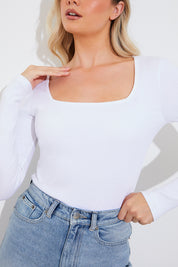 More Sustainable Ribbed Square Neck Bodysuit