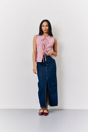 Red Gingham Tie Front Top