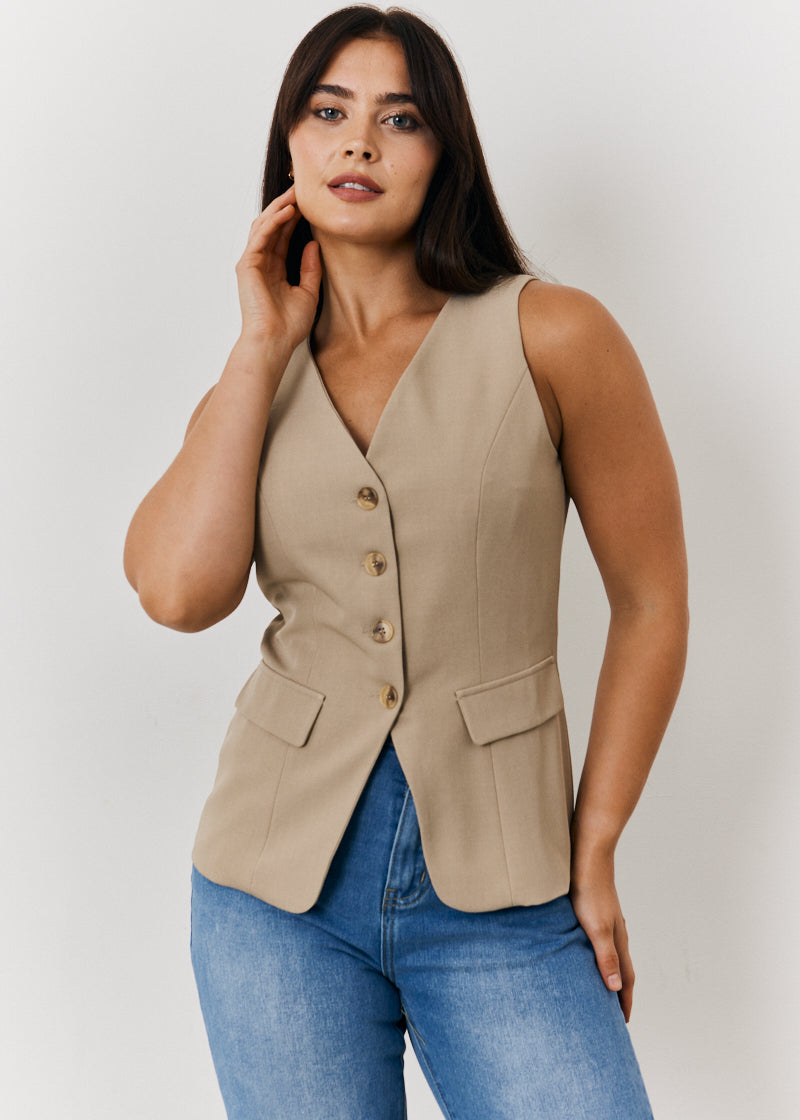 Longline Button Through Waistcoat