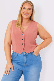 Linen Look Waistcoat