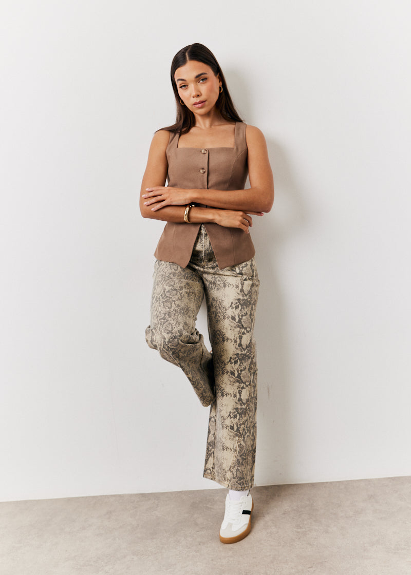 Square Neck Longline Waistcoat