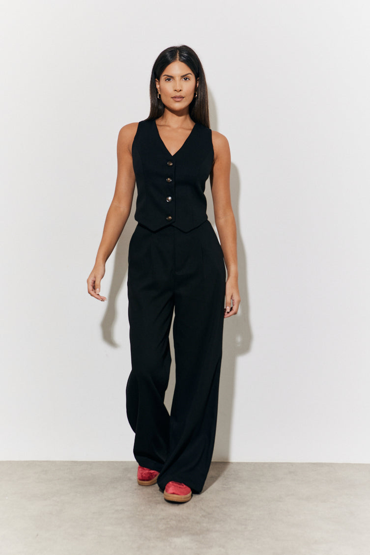 Button Panel Short Sleeve Waistcoat