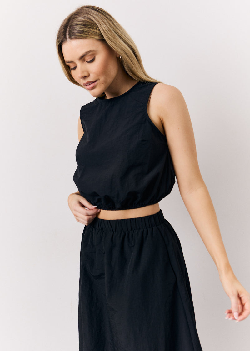 Black Balloon Co-Ord Crop Top