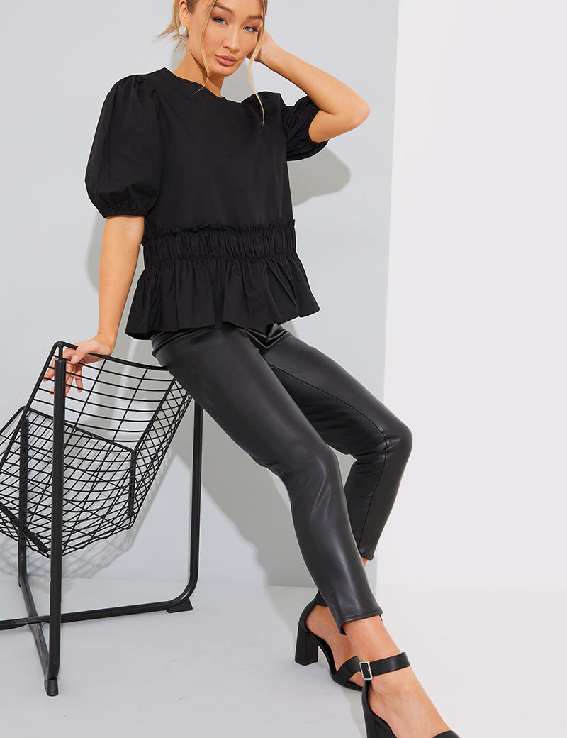 Cotton Frill Peplum Blouse