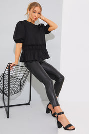 Cotton Frill Peplum Blouse