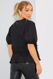 Cotton Frill Peplum Blouse