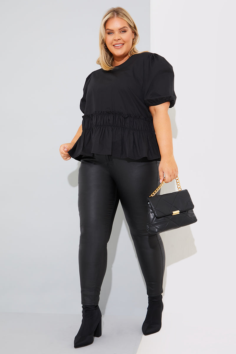 Cotton Frill Peplum Blouse