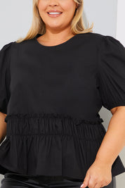 Cotton Frill Peplum Blouse