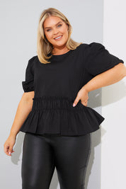 Cotton Frill Peplum Blouse