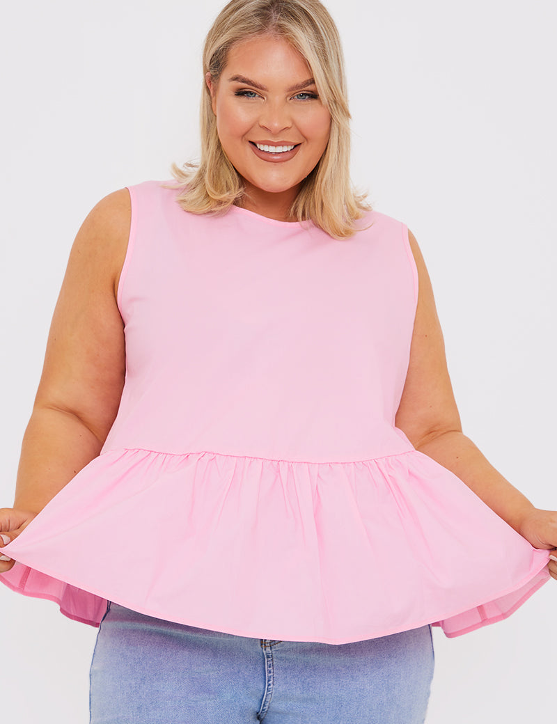 Cotton Sleeveless Peplum Blouse
