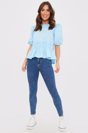 Cotton Frill Peplum Blouse