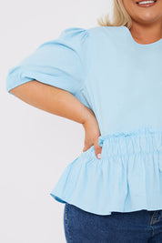 Cotton Frill Peplum Blouse