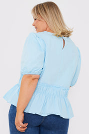 Cotton Frill Peplum Blouse