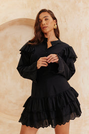 Frill Crochet Detail Blouse Co Ord