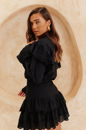 Frill Crochet Detail Blouse Co Ord