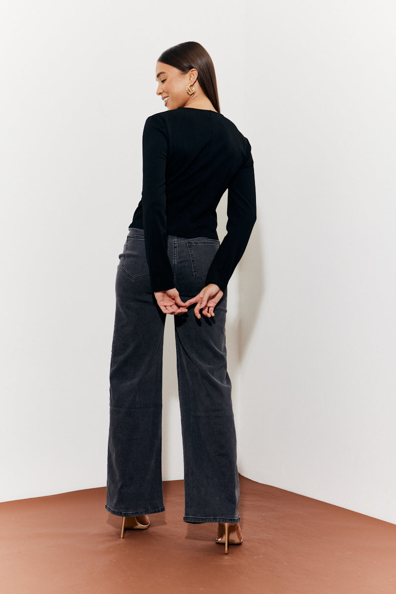 Pearl Trim Top with Cut Out