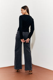 Pearl Trim Top with Cut Out