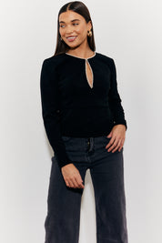 Pearl Trim Top with Cut Out