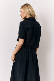 Black Co-Ord Cropped Shirt