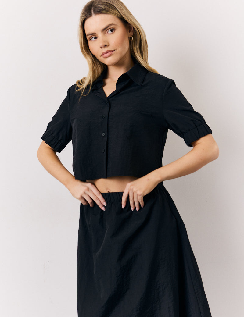 Black Co-Ord Cropped Shirt