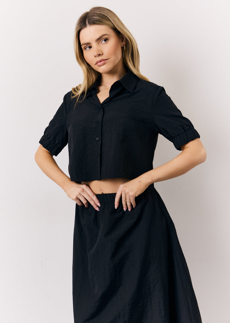 Black Co-Ord Cropped Shirt